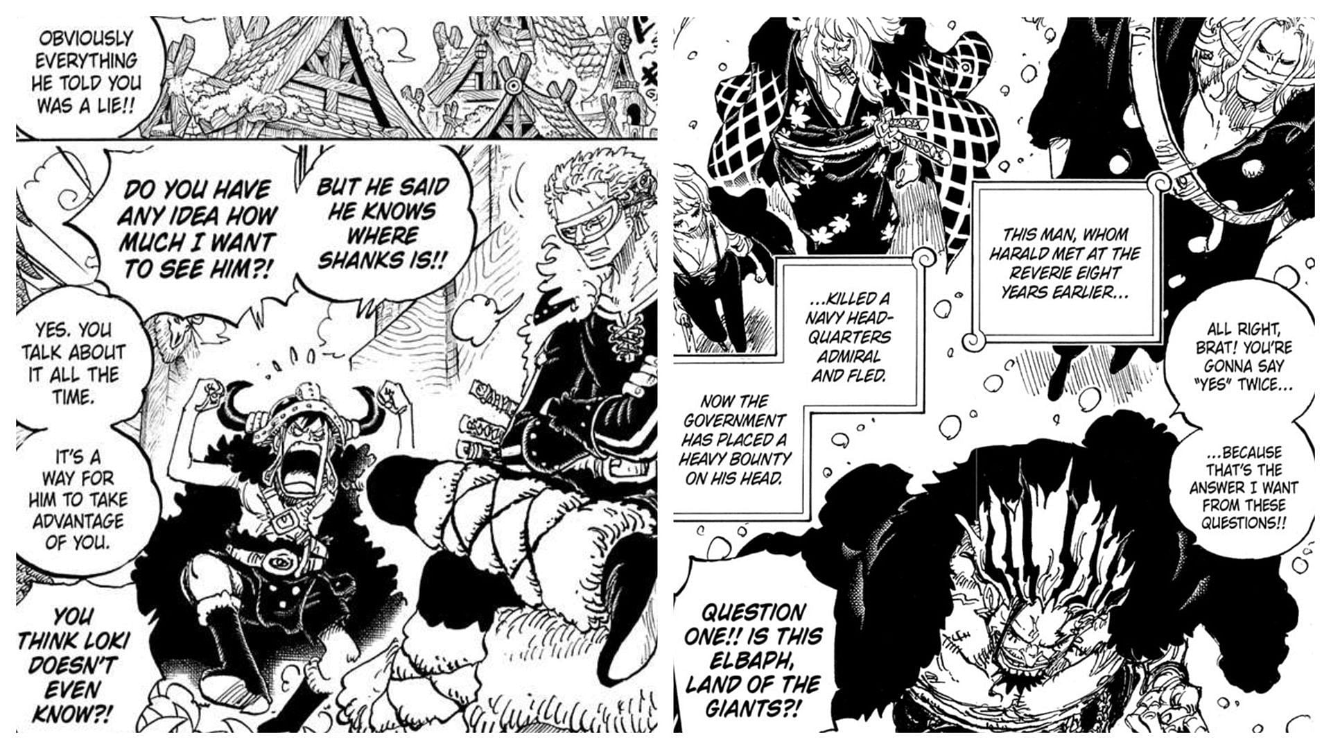 Zoro with Luffy, and Whitebeard with Rocks D. Xebec (Image via Shueisha)